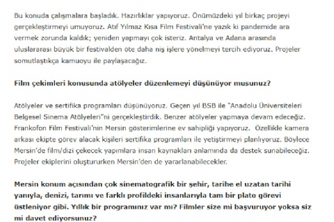 Hayallerini gerçekleştirmek için sinemacıları Mersin’e bekliyoruz! Cınedergi 13 Nisan 2024