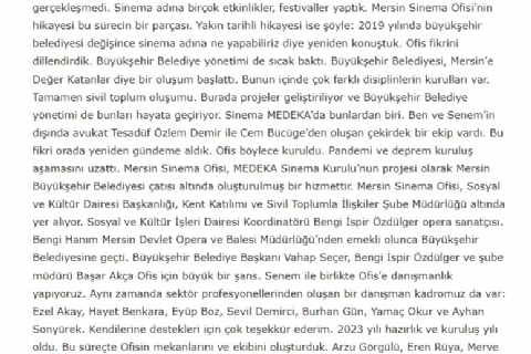 Hayallerini gerçekleştirmek için sinemacıları Mersin’e bekliyoruz! Cınedergi 13 Nisan 2024